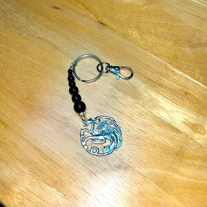 Double headed dragon Keychain, purse dangle or zipper pull